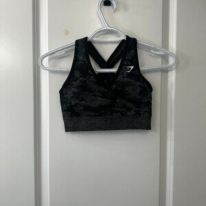 Gymshark Black Camo Seamless Sports Bra – Size XS